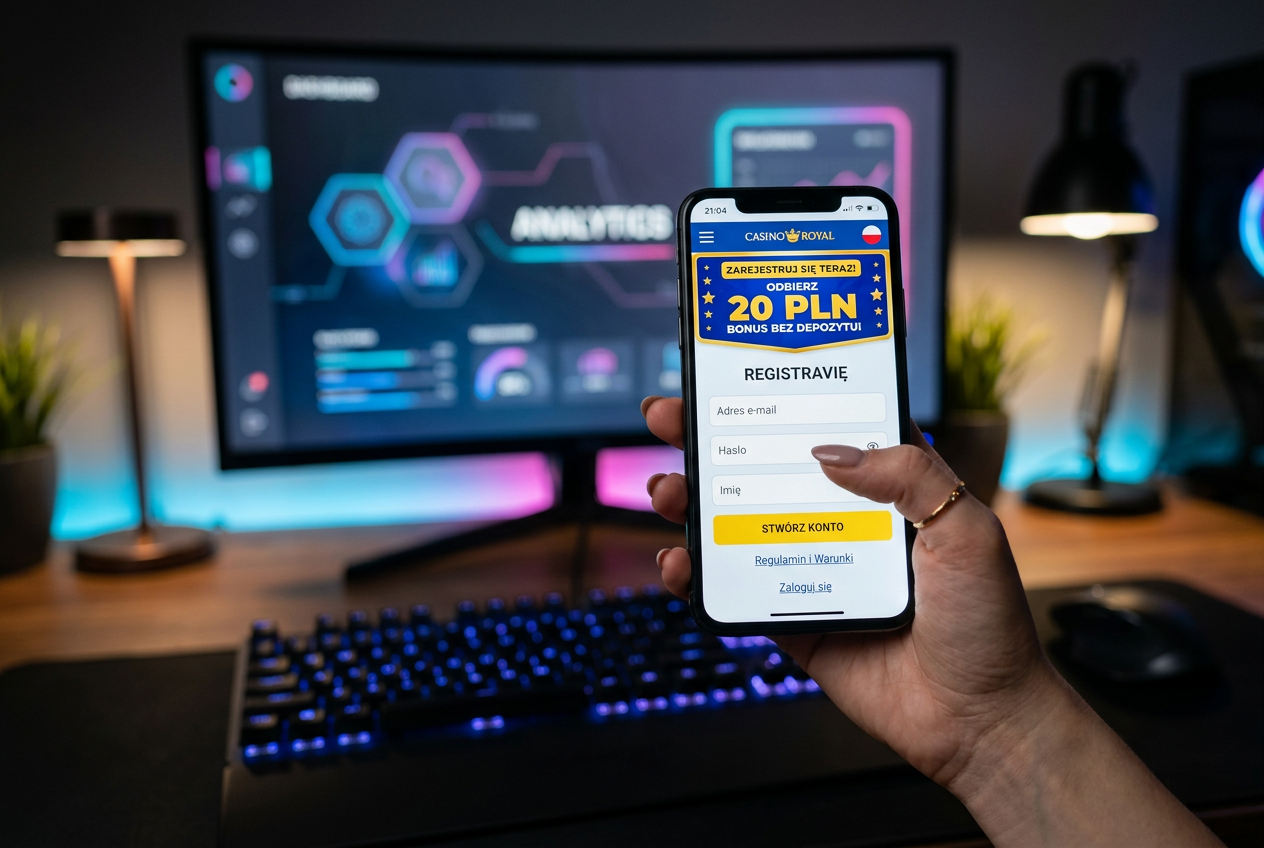 Interfejs rejestracji w nowoczesnym kasynie na ekranie telefonu